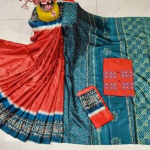 ধুপিয়ান সিল্ক শাড়ি ও পাঞ্জাবি কাপল সেট