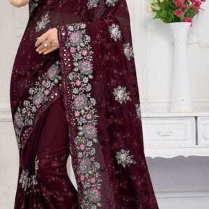 ইন্ডিয়ান জর্জেট শাড়ি ব্লাউজ পিস সহ