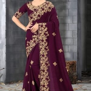 ইন্ডিয়ান জর্জেট শাড়ি ব্লাউজ পিস সহ