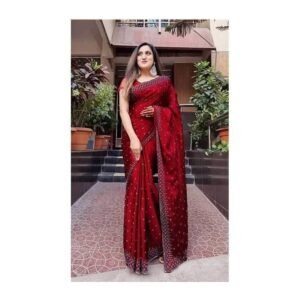 ইন্ডিয়ান জর্জেট শাড়ি ব্লাউজ পিস সহ