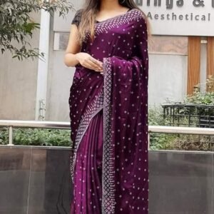 ইন্ডিয়ান জর্জেট শাড়ি ব্লাউজ পিস সহ