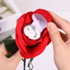 Creative Rose Flower Ring Box Flocking Flowers Wedding Engagement Marriage Valentine Day Gift Rings Box Jewelry Package Cases