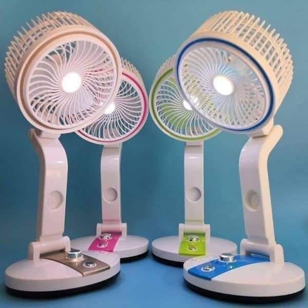 Rechargeable folding fan with LED light