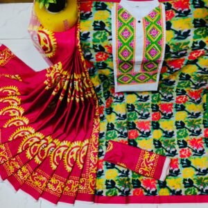 নতুন ধুপিয়ান সিল্ক শাড়ি ও পাঞ্জাবির কাপল সেট