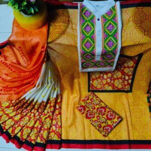 নতুন ধুপিয়ান সিল্ক শাড়ি ও পাঞ্জাবির কাপল সেট