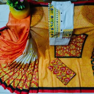 নতুন ধুপিয়ান সিল্ক শাড়ি ও পাঞ্জাবির কাপল সেট