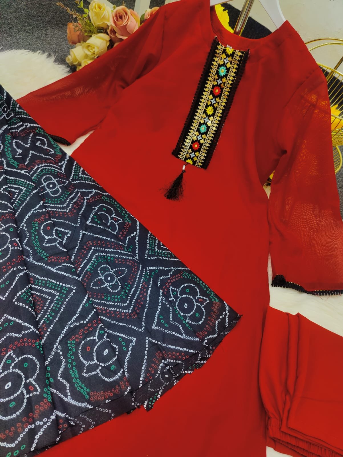 জর্জেট চুন্দ্রি ওড়না ভাইরাল থ্রি পিস - Image 2