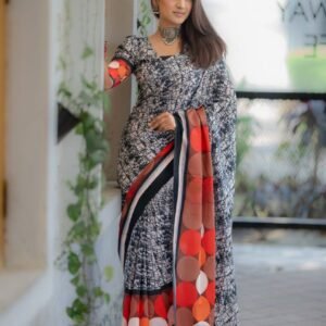 ইস্পাইন সিল্ক ডিজিটাল প্রিন্ট শাড়ি