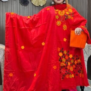 এ্যাপ্লিক কাজ করা থ্রি পিচ ড্রেস