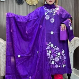 এ্যাপ্লিক কাজ করা থ্রি পিস ড্রেস