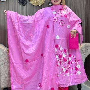 এ্যাপ্লিক কাজ করা থ্রি পিস ড্রেস