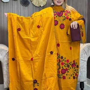 এ্যাপ্লিক কাজ করা থ্রি পিস ড্রেস