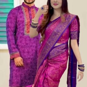 প্রিমিয়াম মানের কাতান শাড়ি(কাপল ড্রেস)