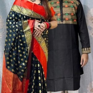 প্রিমিয়াম মানের কাতান শাড়ি(কাপল ড্রেস)