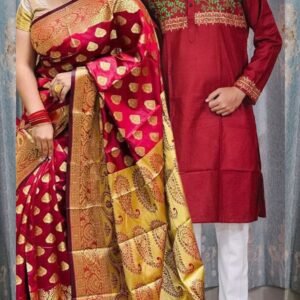 প্রিমিয়াম মানের কাতান শাড়ি(কাপল ড্রেস)