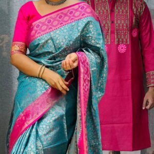 প্রিমিয়াম মানের কাতান শাড়ি(কাপল ড্রেস)