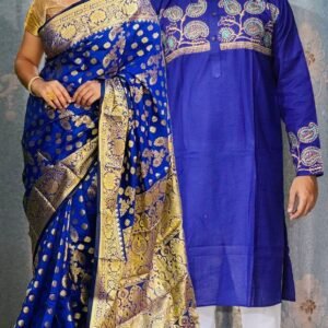 প্রিমিয়াম মানের কাতান শাড়ি(কাপল ড্রেস)