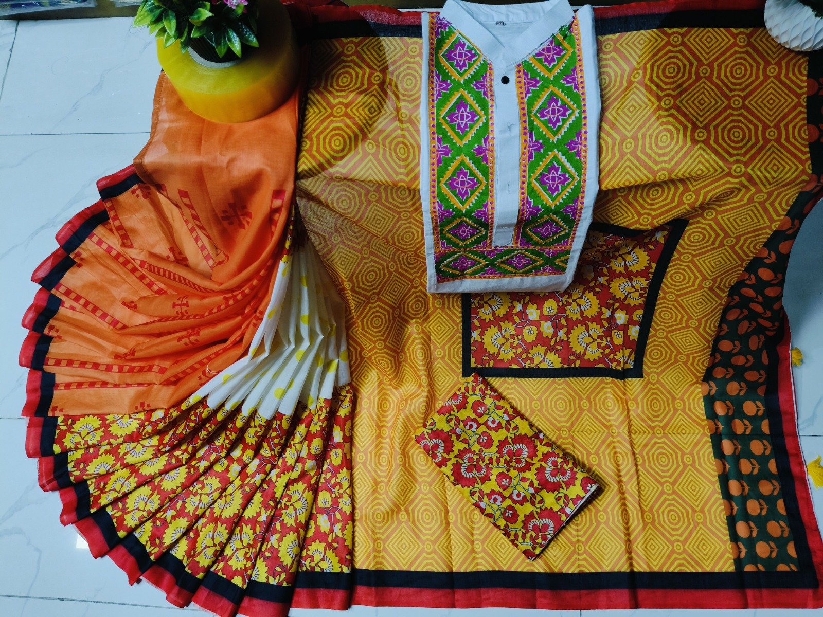 চান্দুরি সিল্ক নতুন শাড়ি(কাপল ড্রেস)