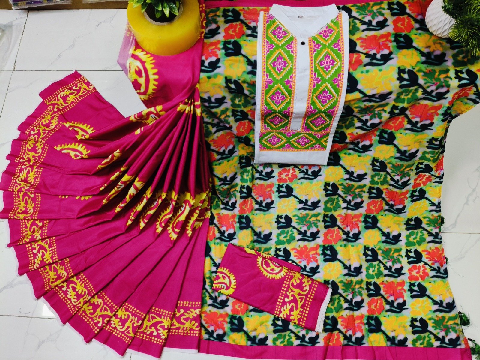 চান্দুরি সিল্ক নতুন শাড়ি(কাপল ড্রেস)