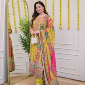 Digital print 3pis and Hand work