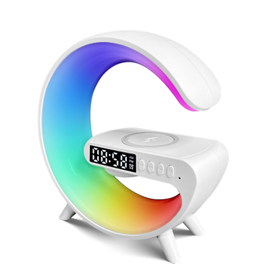 Smart Table Lamp with Wireless Charger, App Control,Sunrise WakeUp Light, RGB Lamp, Clock, Alarm, Mini Bluetooth Speaker, Dimmable Night Light Lamp Alarm Clock G63 - Image 2