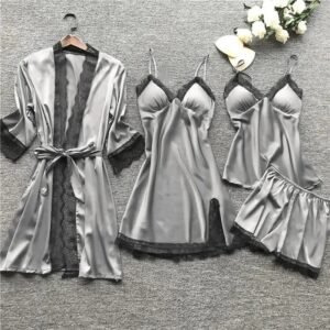 Exclusive Night Wear Satin Adjustable Night Dress Set