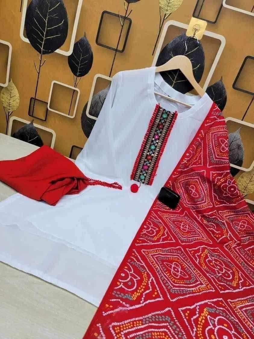 জর্জেট চুন্দ্রি ওড়না ভাইরাল থ্রি পিস - Image 3