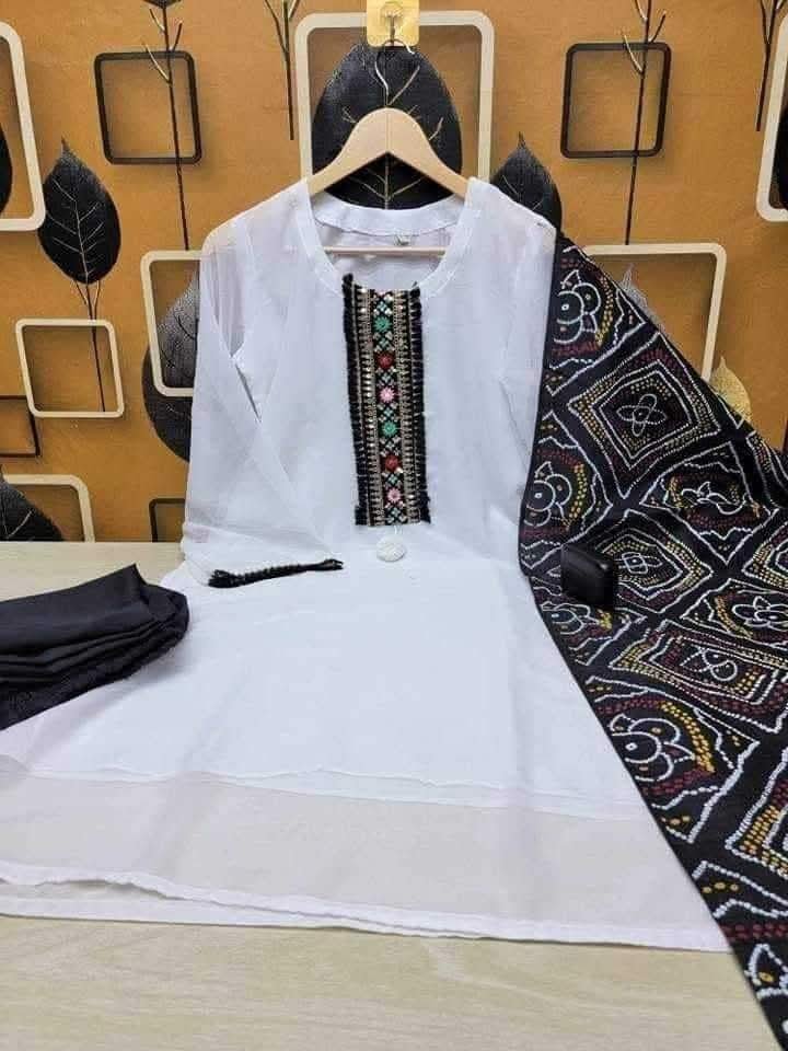 জর্জেট চুন্দ্রি ওড়না ভাইরাল থ্রি পিস - Image 3