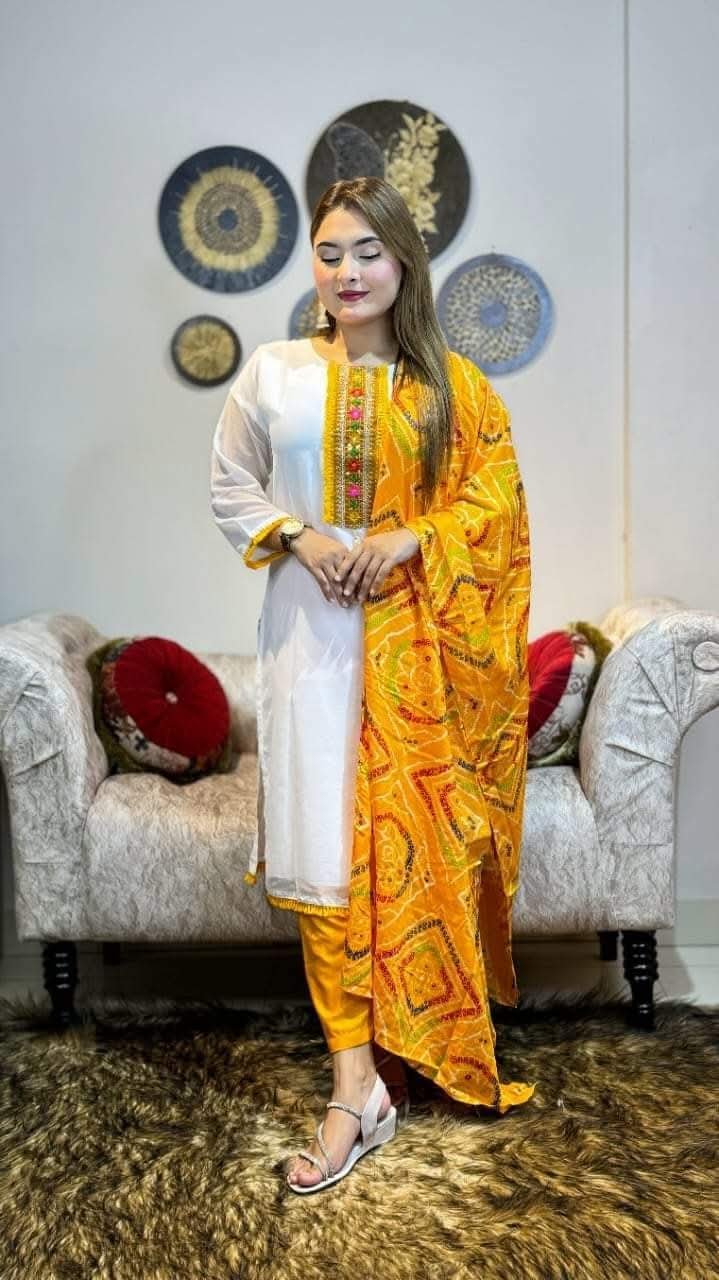 জর্জেট চুন্দ্রি ওড়না ভাইরাল থ্রি পিস - Image 2