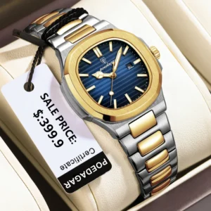 POEDAGAR 789 Luxury Square Watch for men Waterproof Luminous Date Stainless Steel Quartz men’s