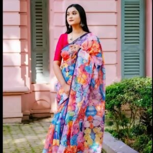 ডিজিটাল সিল্ক শাড়ি সাথে ব্লাউজ পিস