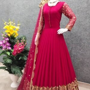 ডিমেড জর্জেট এমব্রয়ডারি পার্টি ড্রেস