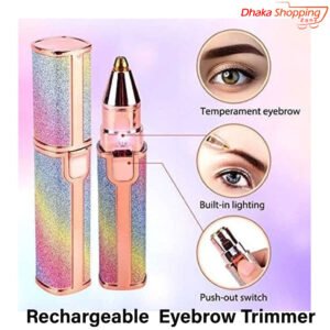 2 in 1 Flawless Eye Brow And Facial Hair Remover Chargeable , Multi Attractive Color With USB Charging Cable And Cleaning Brush