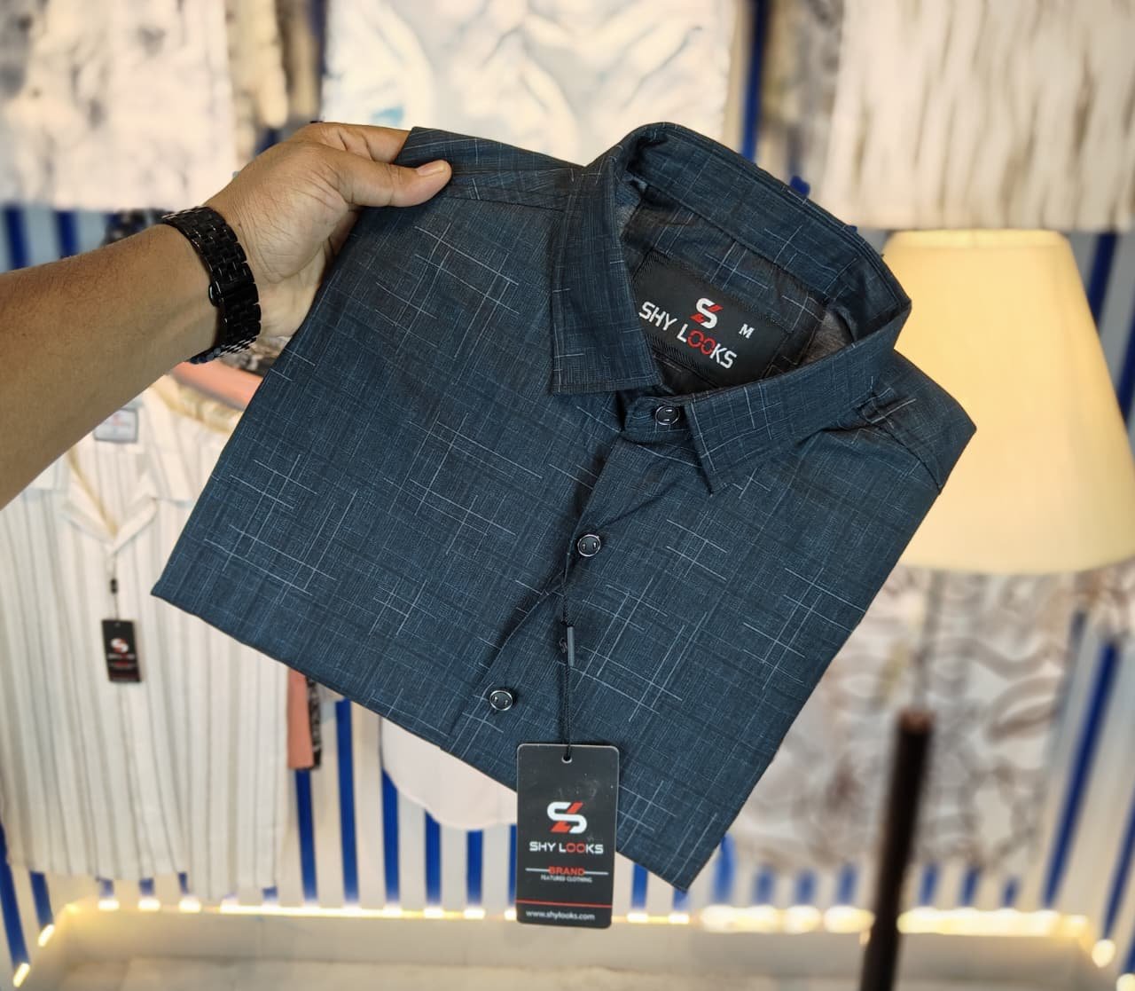 *China Pure Black Magnet Cotton Full sleeve Shirt*