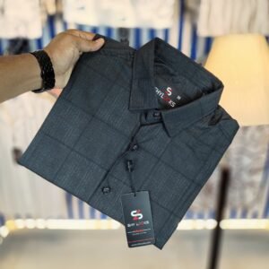 *China Pure Black Magnet Cotton Full sleeve Shirt*