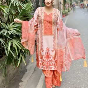 Ready Made Pure dubai silk Digital Print Three Piece