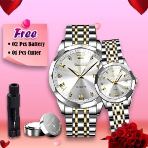 💖 OLEVS কাপল ওয়াচ সেট (সিটি লক) ✨