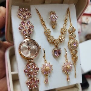 ❤️ নজরকাড়া ৬-ইন-১ জুয়েলারি ও ওয়াচ সেট ❤️