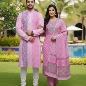 ​❤️যুগলবন্দী পাঞ্জাবি-থ্রিপিস কাপল সেট❤️