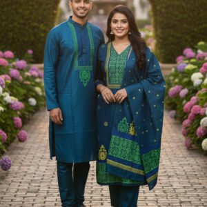 ​❤️যুগলবন্দী পাঞ্জাবি-থ্রিপিস কাপল সেট❤️