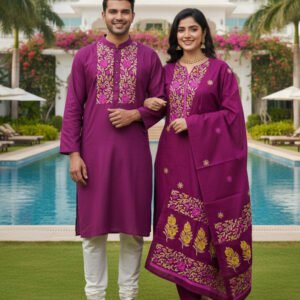 ​❤️যুগলবন্দী পাঞ্জাবি-থ্রিপিস কাপল সেট❤️