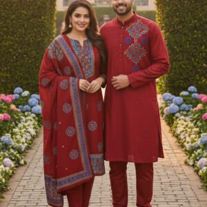 ​❤️যুগলবন্দী পাঞ্জাবি-থ্রিপিস কাপল সেট❤️