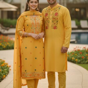 ​❤️যুগলবন্দী পাঞ্জাবি-থ্রিপিস কাপল সেট❤️