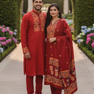 ​❤️যুগলবন্দী পাঞ্জাবি-থ্রিপিস কাপল সেট❤️