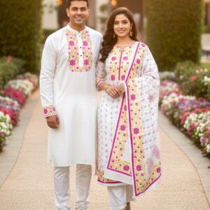 ​❤️যুগলবন্দী পাঞ্জাবি-থ্রিপিস কাপল সেট❤️
