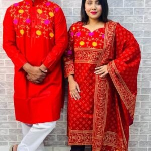 ​❤️যুগলবন্দী পাঞ্জাবি-থ্রিপিস কাপল সেট❤️