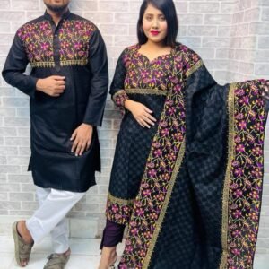 ​❤️যুগলবন্দী পাঞ্জাবি-থ্রিপিস কাপল সেট❤️