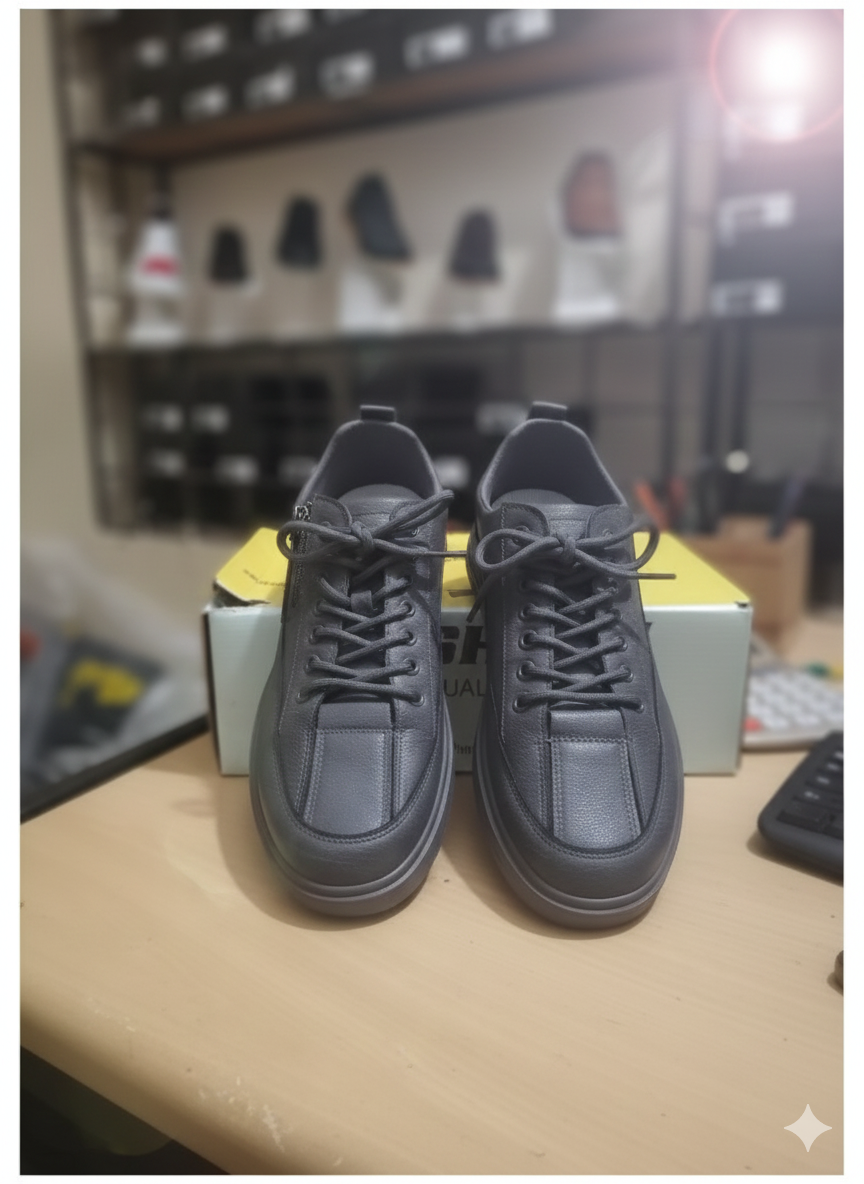 প্রিমিয়াম স্টাইলিশ ক্যাজুয়াল লেদার স্নিকার্স জুতা - Image 3