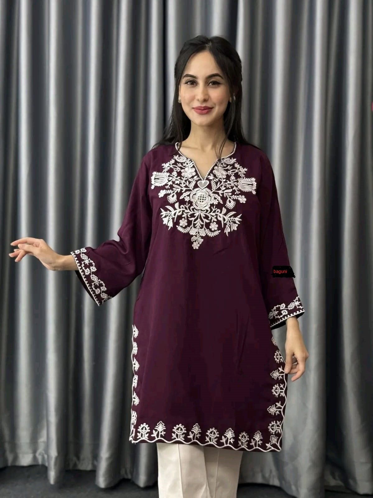 এমব্রয়ডারি মাইক্রো বাটার ওয়ান পিস(প্যান্ট হবে না)