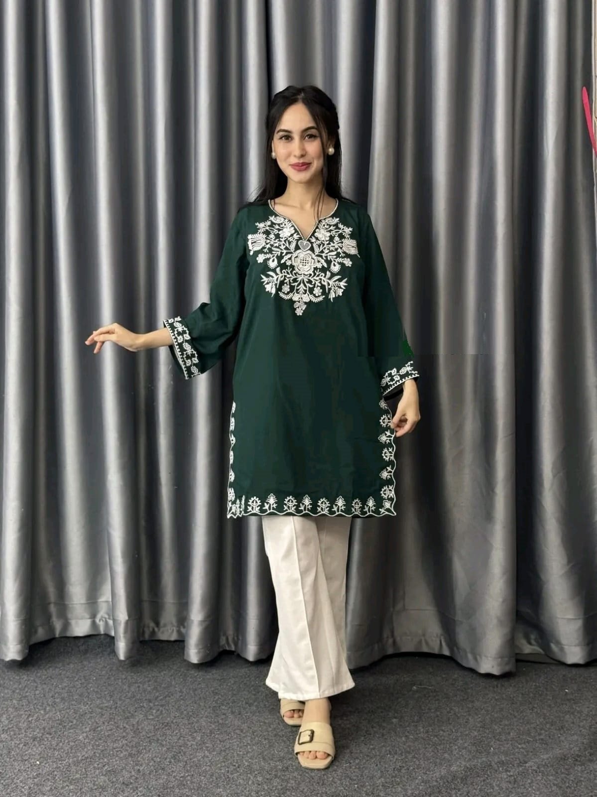 এমব্রয়ডারি মাইক্রো বাটার ওয়ান পিস(প্যান্ট হবে না)